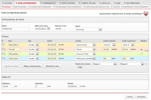 PolarPersonalTrainer : Programmation d'une séance de fractionné PolarPersonalTrainer : Programmation d'une séance de fractionné