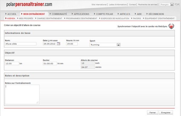 PolarPersonalTrainer : Programmation d'une séance d'allure cible PolarPersonalTrainer : Programmation d'une séance d'allure cible