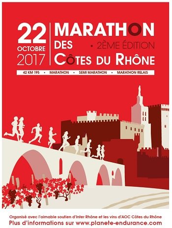 5 dossards Marathon des Côtes du Rhône 2017 (Vaucluse)