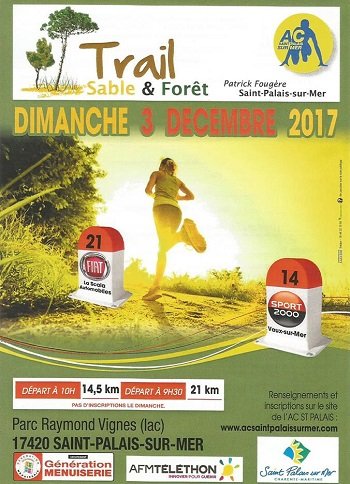 2 dossards Trail Sable et Forêt 2017 (Charente Maritime)