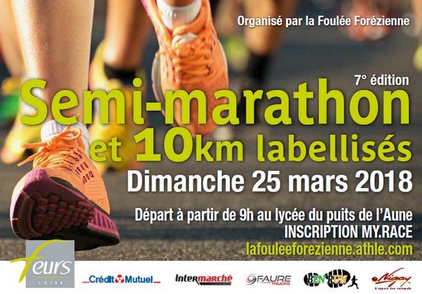 4 dossards Semi-marathon de Feurs en Forez 2018 (Loire)