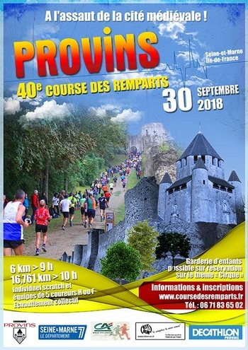 2 dossards Course des remparts de Provins 2018 (Seine et Marne)