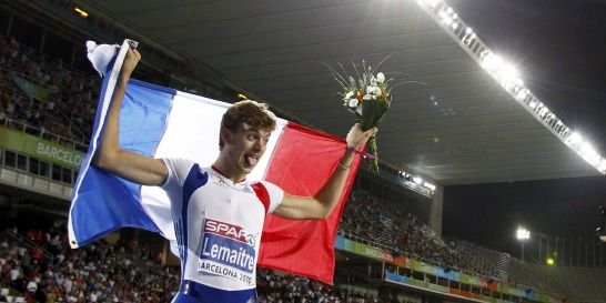 Christophe Lemaitre champion d'Europe du 100m, à Barcelone 2010