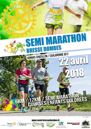 3 dossards Semi-marathon Bresse Dombes 2018