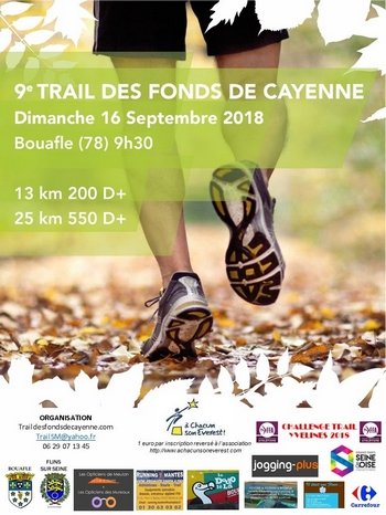 3 dossards Trail des Fonds de Cayenne 2018 (Yvelines)